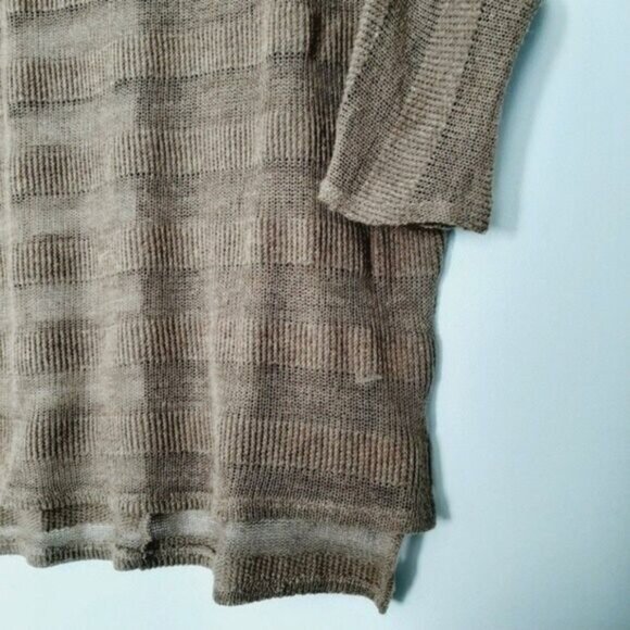 BLUE BIRD Semi-sheer Oversized Fine Knit Sweater Top Stripped Tan Sz M - Picture 4 of 10